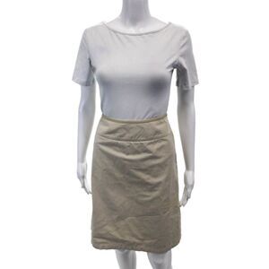 Antoni & Alison Womens Knee Length A Line Skirt Khaki Beige Cotton Size 8